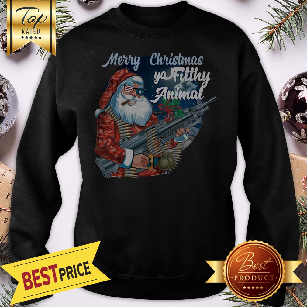 Official Santa Claus Merry Christmas Ya Filthy Animal Shirt - Image 4