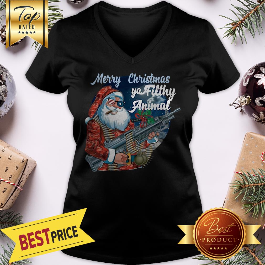Official Santa Claus Merry Christmas Ya Filthy Animal Shirt - Image 2