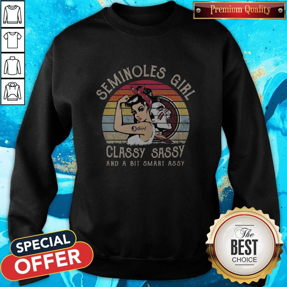 Seminoles Girl Classy Sassy And A Bit Smart Assy Vintage Retro Shirt - Image 4