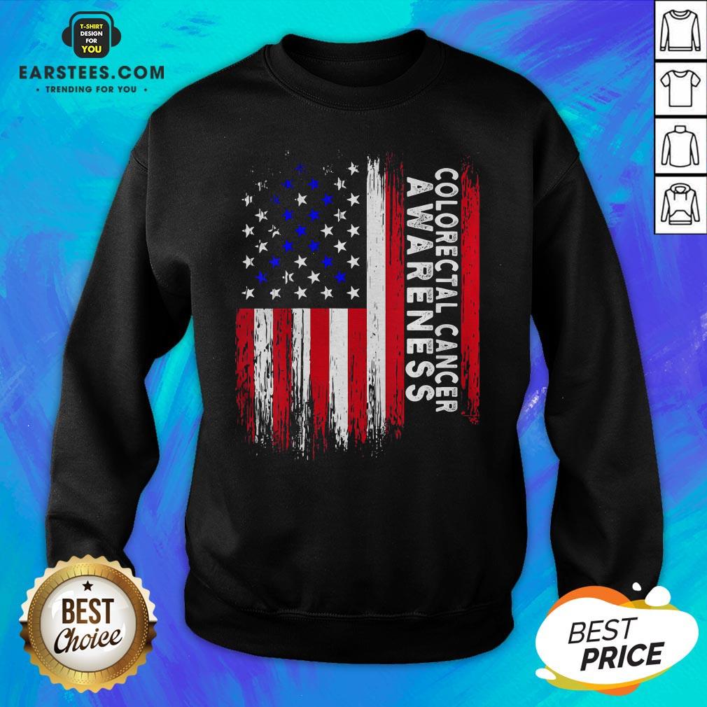 Funny Colorectal Cancer Awareness American Flag Shirt - Image 5