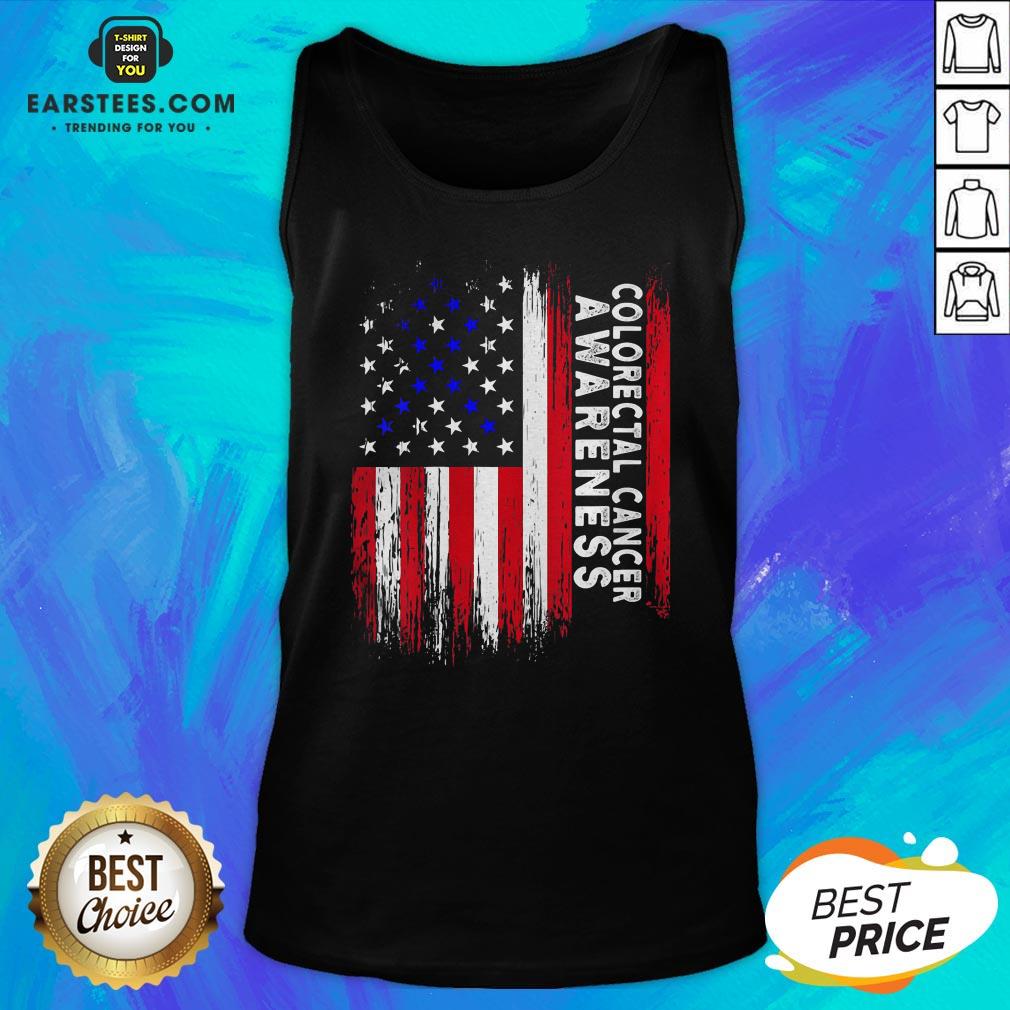 Funny Colorectal Cancer Awareness American Flag Shirt - Image 4