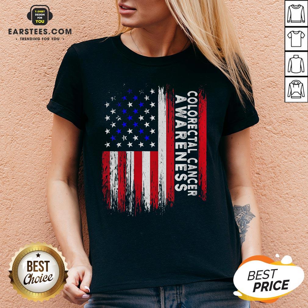Funny Colorectal Cancer Awareness American Flag Shirt - Image 3
