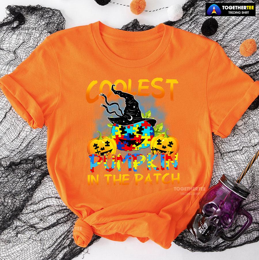 Coolest Pumpkin In The Patch Autism Awareness for Halloween T-Shirt - Image 9