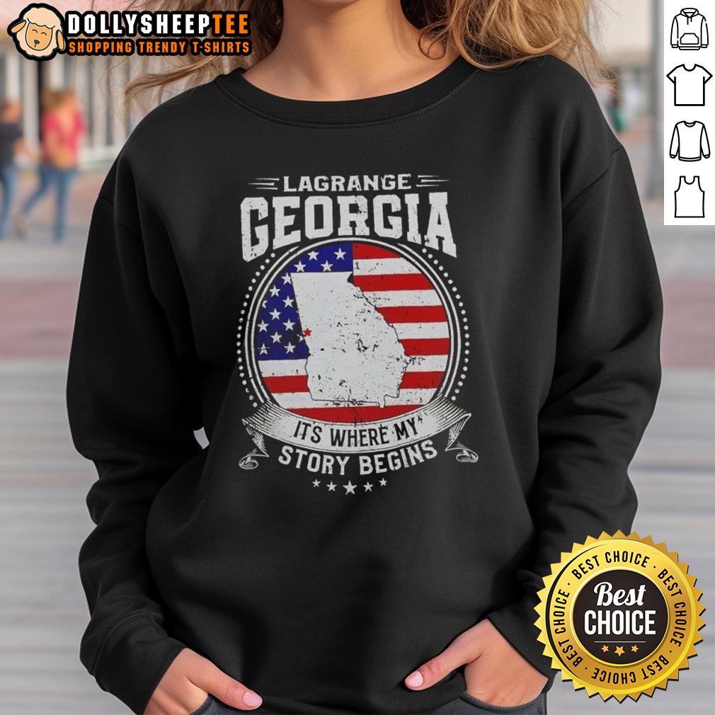 Awesome Lagrange Georgia It's Where My Story Begins Flag T-Shirt - Image 4