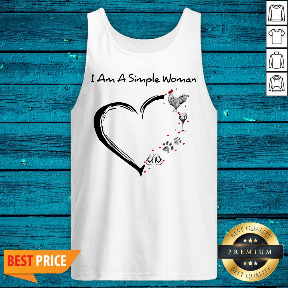I Am A Simple Woman Chicken Wine Dog Paw And Flip Flop Shirt - Image 5