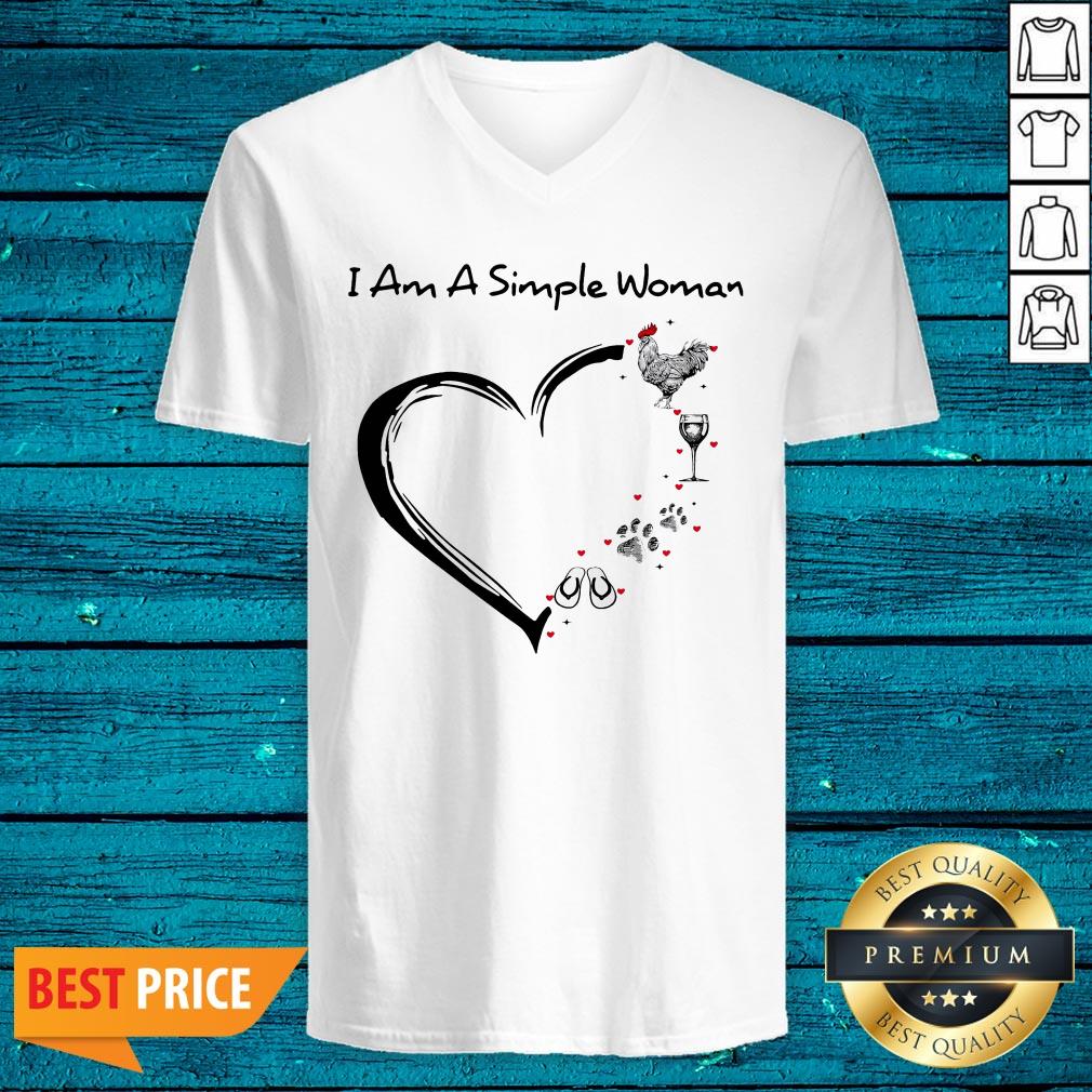 I Am A Simple Woman Chicken Wine Dog Paw And Flip Flop Shirt - Image 4