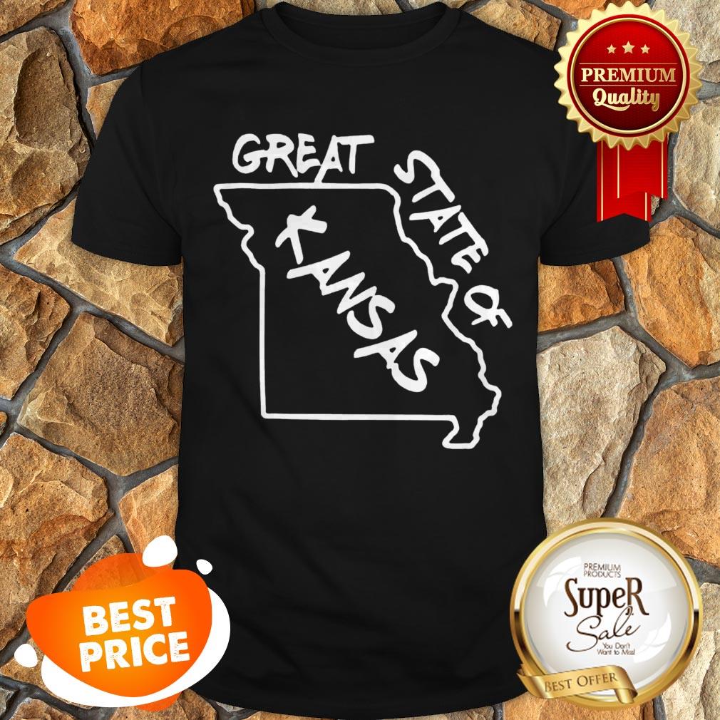 Nice Great State Of Kansas Map Shirt