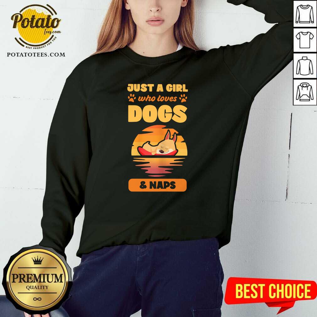Funny Just A Girl Who Loves Dogs And Naps Shirt - Image 4
