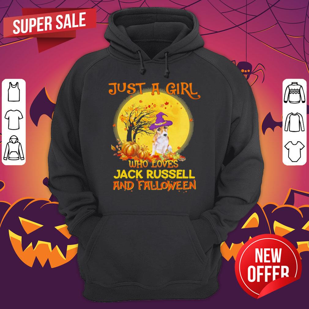 Just A Girl Who Loves Jack Russell And Falloween Pumpkin Sunset Hallowee Shirt - Image 3