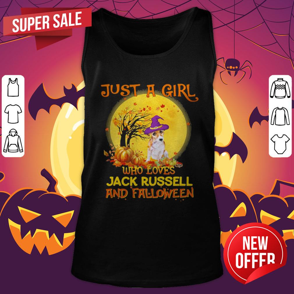 Just A Girl Who Loves Jack Russell And Falloween Pumpkin Sunset Hallowee Shirt - Image 5