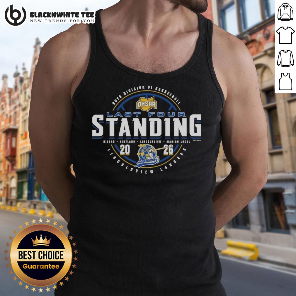 Top Lincolnview Lancers 2026 OHSAA Boys Basketball Division 6 Last Four Standing T-Shirt - Image 4