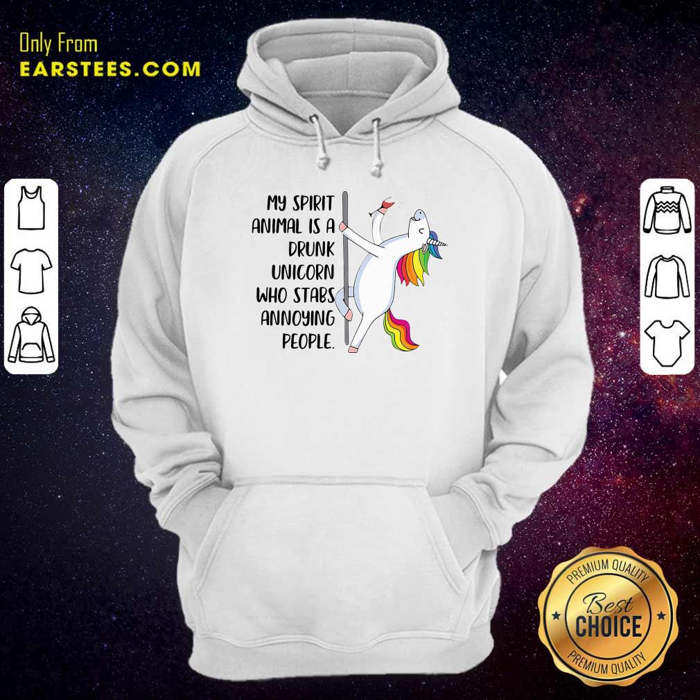 Happy My Spirit Animal Is A Drunk Unicorn Who Stabs Annoying People Shirt - Image 2