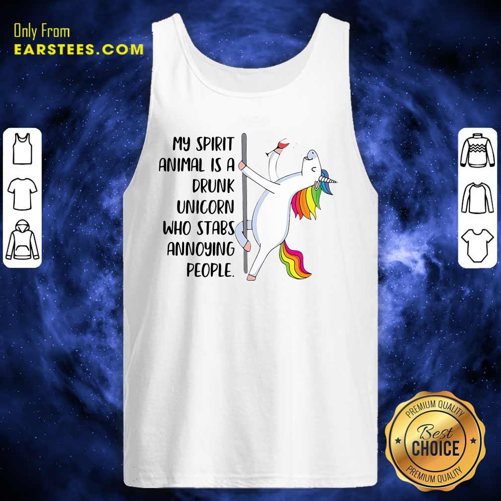 Happy My Spirit Animal Is A Drunk Unicorn Who Stabs Annoying People Shirt - Image 4