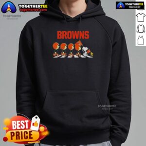 Alternative view of Nice Cleveland Browns X Peanuts Snoopy And Friends Abbey Road T-Shirt