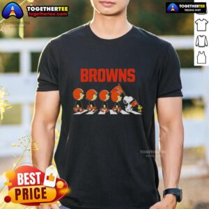 Nice Cleveland Browns X Peanuts Snoopy And Friends Abbey Road T-Shirt