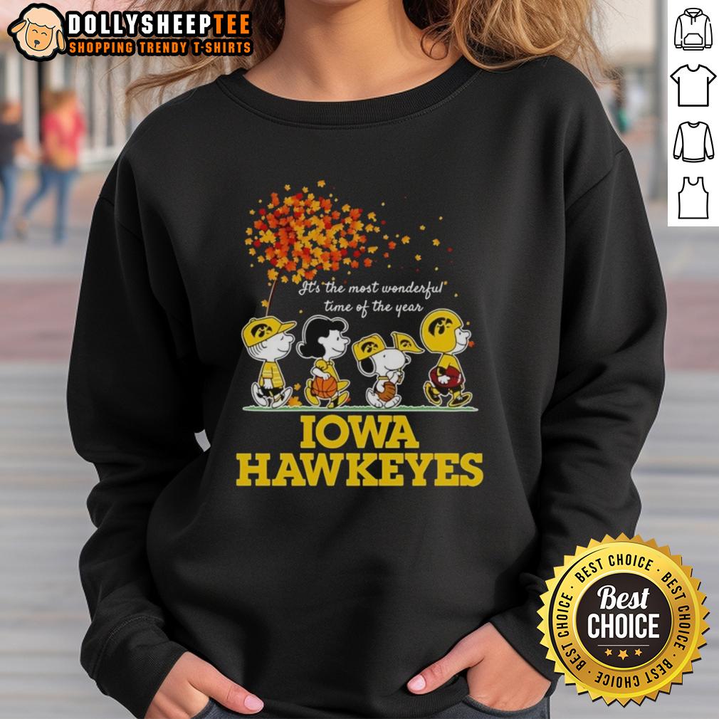 Good Charlie Brown Sally Brown Snoopy Woodstock Iowa Hawkeyes It's The Most Wonderful Time Of The Year T-Shirt - Image 5