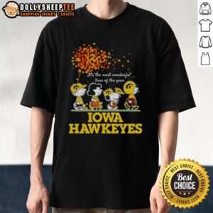 Good Charlie Brown Sally Brown Snoopy Woodstock Iowa Hawkeyes It's The Most Wonderful Time Of The Year T-Shirt
