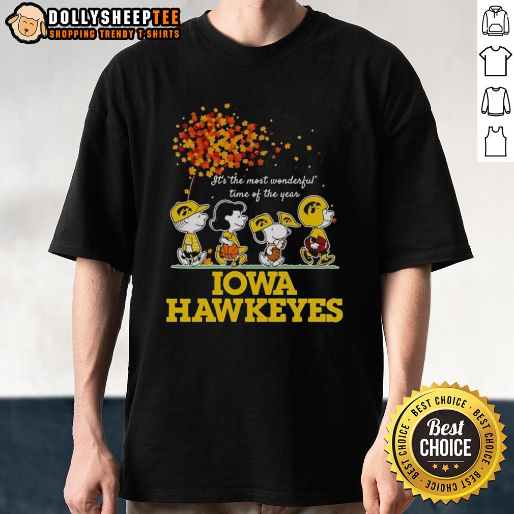 Good Charlie Brown Sally Brown Snoopy Woodstock Iowa Hawkeyes It's The Most Wonderful Time Of The Year T-Shirt