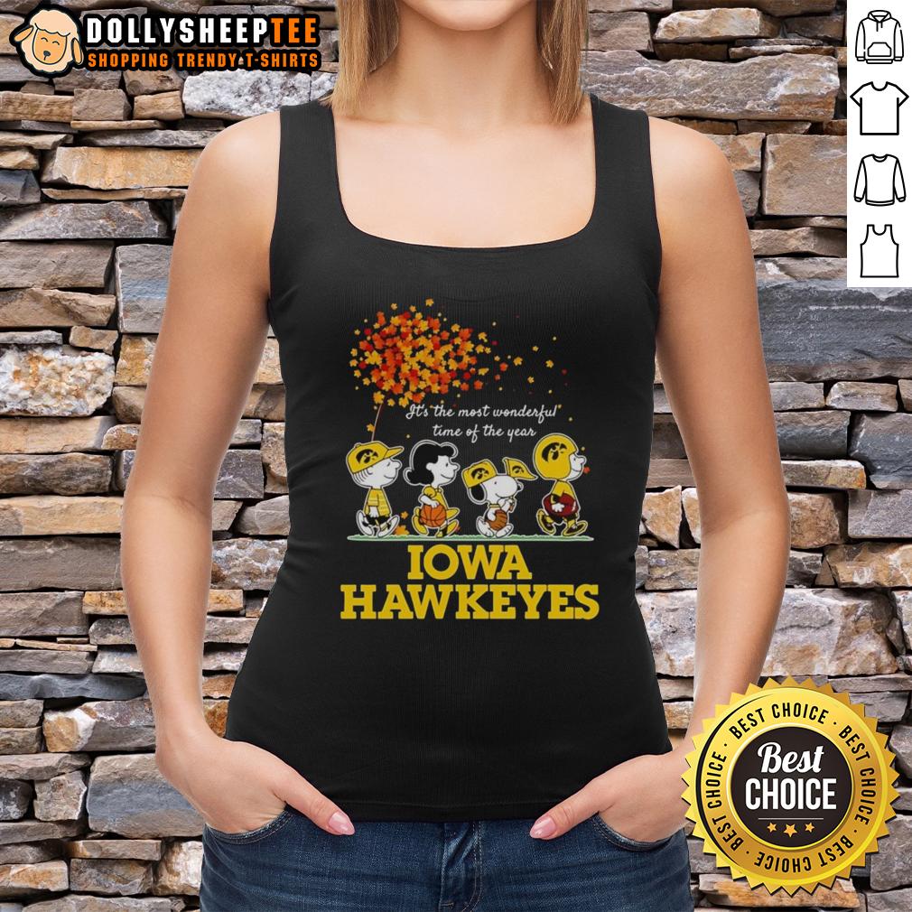 Good Charlie Brown Sally Brown Snoopy Woodstock Iowa Hawkeyes It's The Most Wonderful Time Of The Year T-Shirt - Image 4