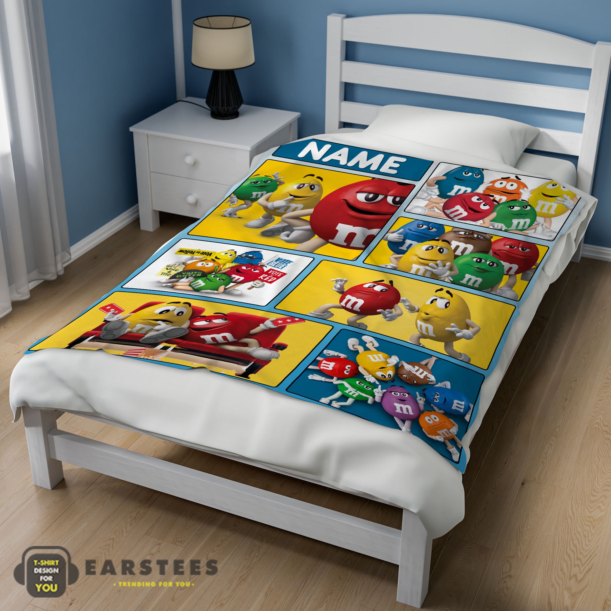 Good Colorful Candy M&M's Character Collage Blanket Fleece Customized Blanket - Image 3