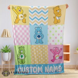Good Colorful Care Bears Patchwork Blanket Fleece Customized Blanket