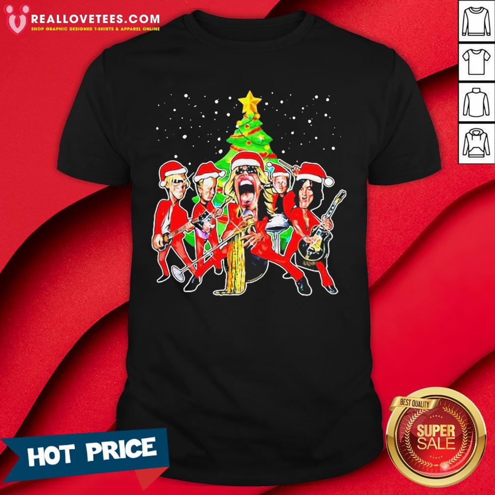 Premium Pink Floyd Aerosmith Santa Christmas Shirt