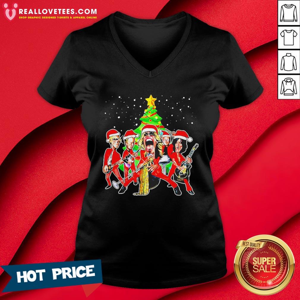 Premium Pink Floyd Aerosmith Santa Christmas Shirt - Image 5