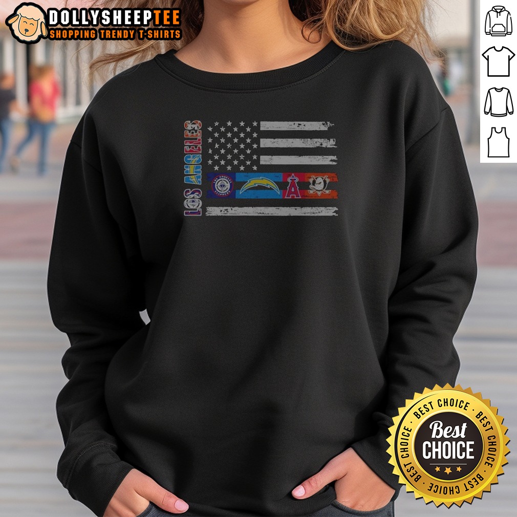 Pretty Los Angeles Sport Teams Lakers Dodgers Rams Kings Los Angeles USA Independence Day Shirt - Image 4