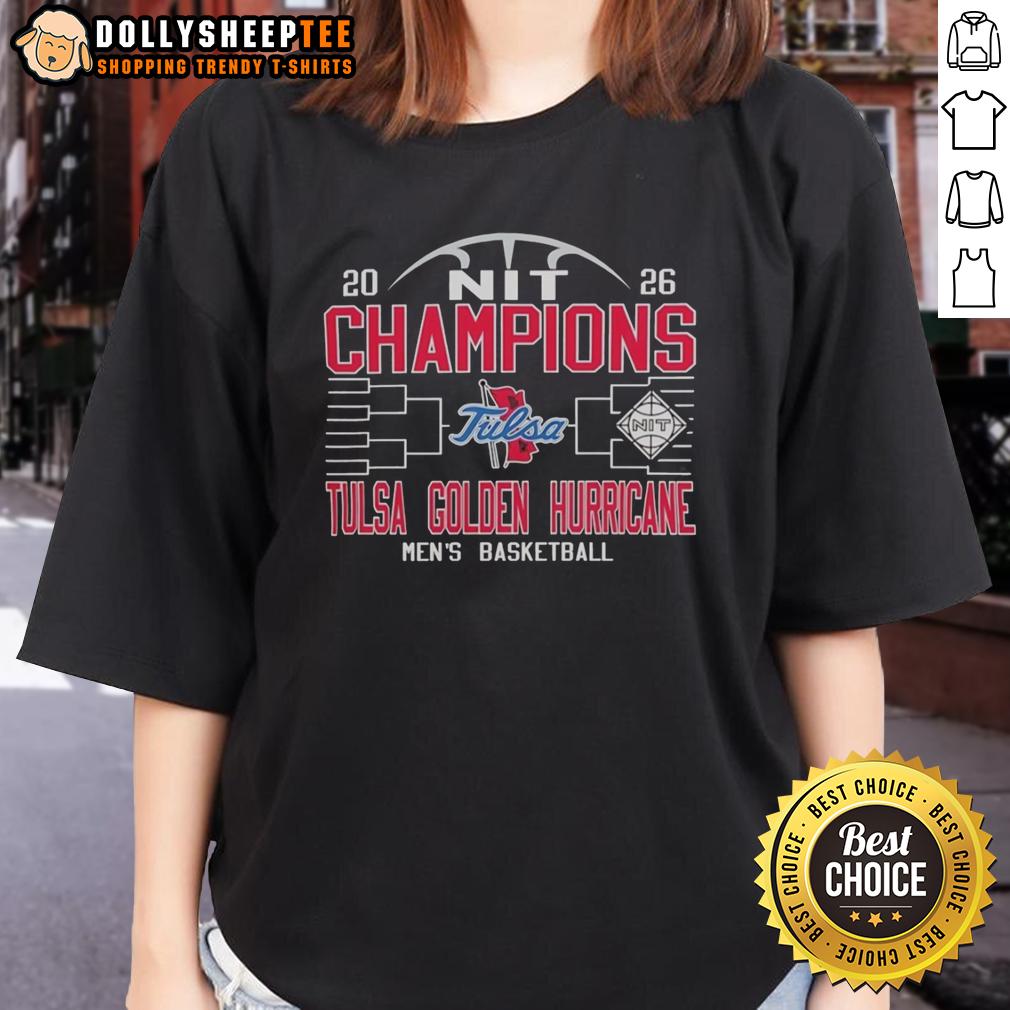 Official Tulsa Golden Hurricane Men's Basketball NIT Champions 2026 T-Shirt - Image 3