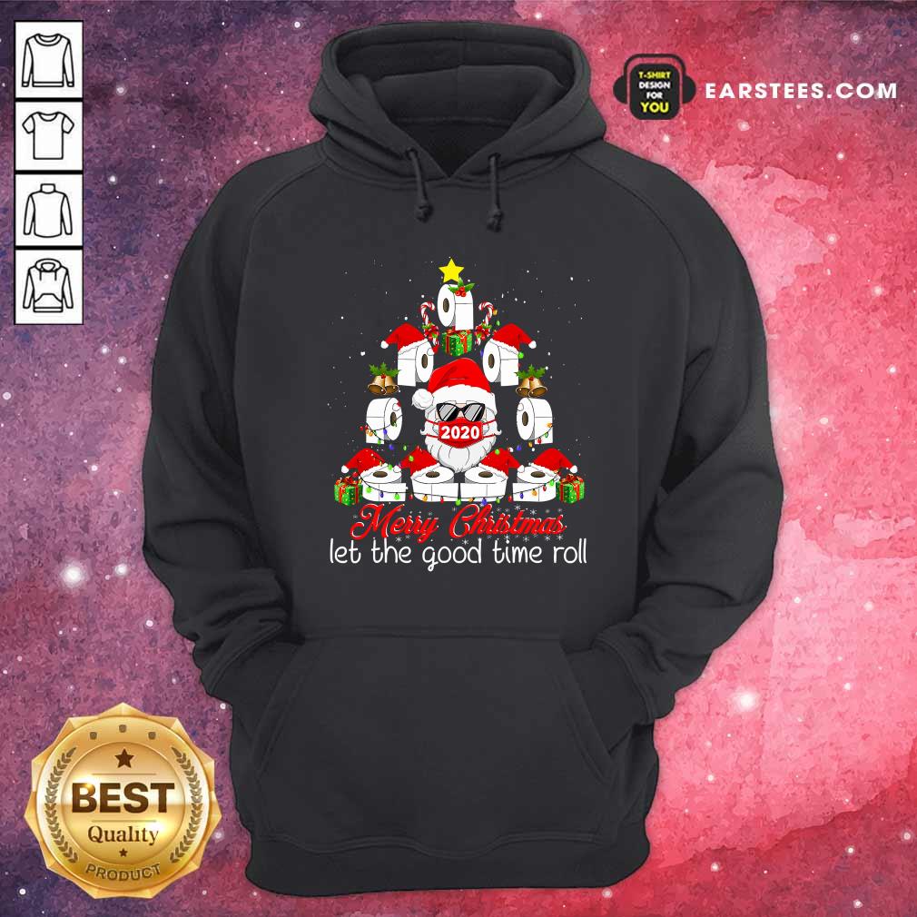 Original Merry Christmas Let The Good Time Roll Santa Face Mask 2020 Toilet Paper Xmas Tree Shirt - Image 2