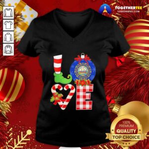 Alternative view of Happy Elf Love Seal Of The State Of Hampshire 1776 Christmas Shirt