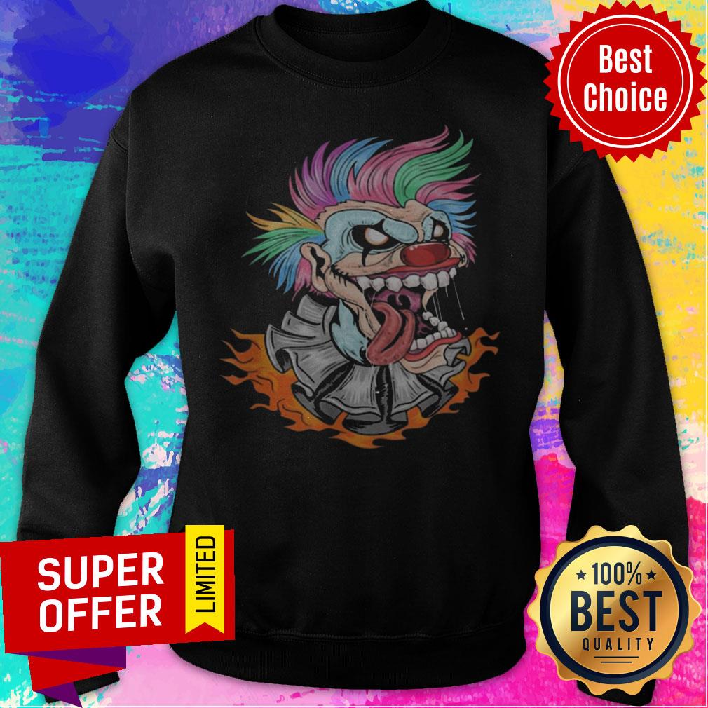 Awesome Scary Clown Halloween Mad Evil Clown Face Shirt - Image 2