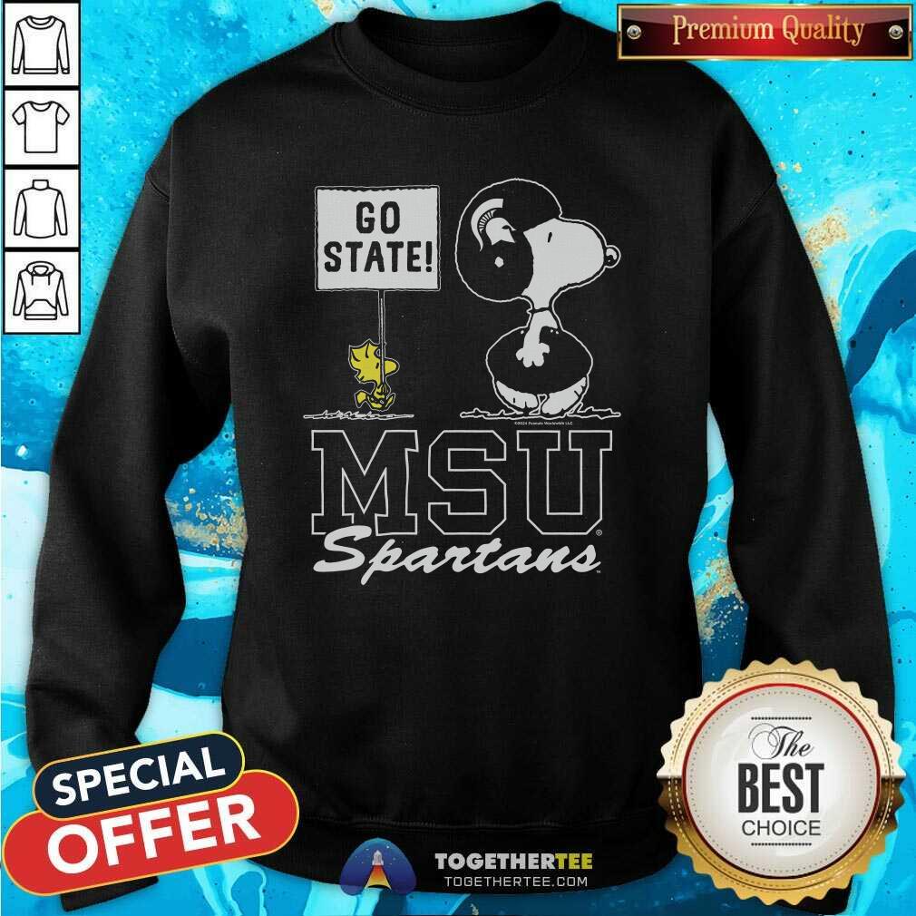 Good Peanuts Snoopy X Woodstock MSU Spartans Go State T-Shirt - Image 4