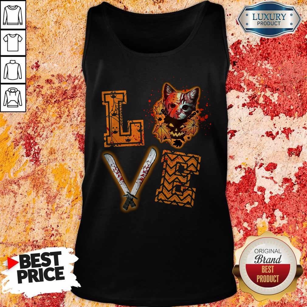 Nice Love Jason Voorhees Cat Halloween Shirt - Image 3