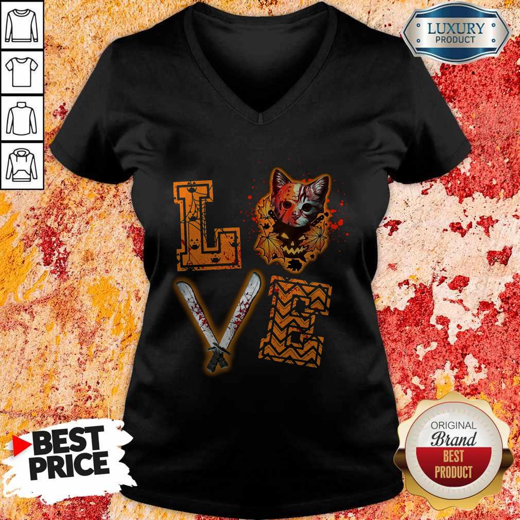 Nice Love Jason Voorhees Cat Halloween Shirt - Image 2
