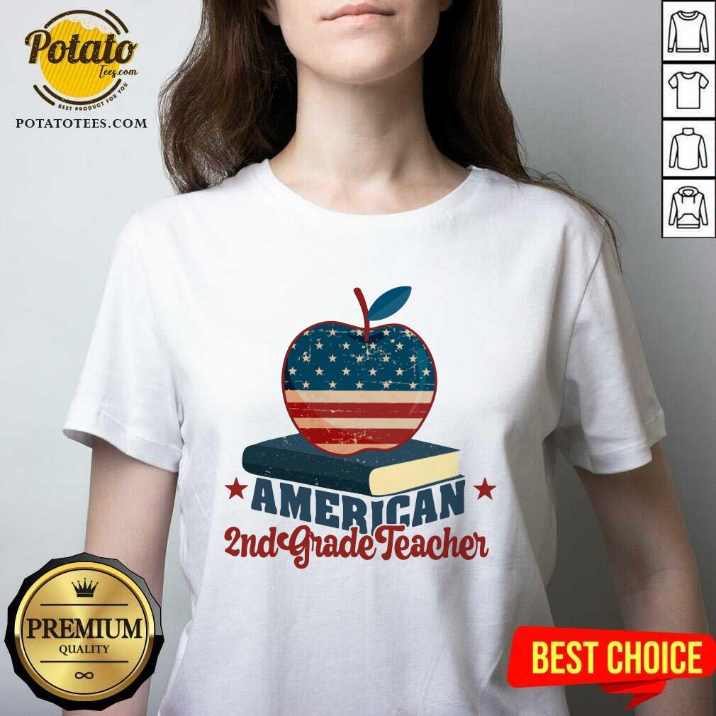 American 2nd Grade Teacher Apple And Book Shirt - Image 2