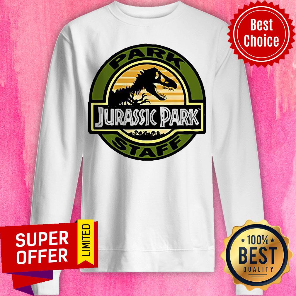 Top Jurassic Park Staff Logo Pocket Patch Graphic Shirt - Image 2