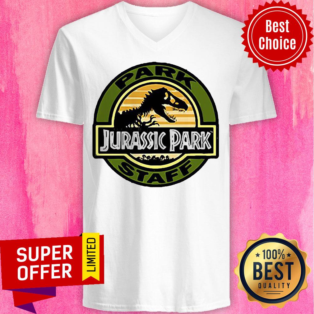 Top Jurassic Park Staff Logo Pocket Patch Graphic Shirt - Image 4