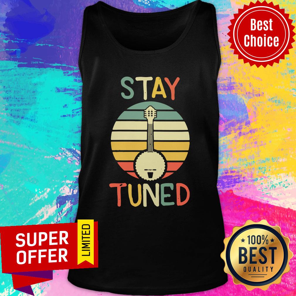 Premium Womens Stay Tuned Retro Banjo Graphic Shirt - Image 3