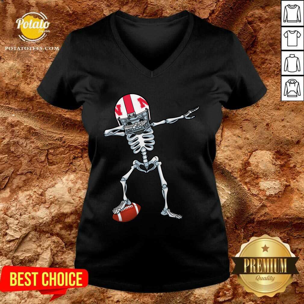 Top Skeleton Dabbing Nebraska Cornhuskers Shirt - Image 2