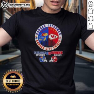 Good Kansas Sports Jayhawks Saturdays On Chiefs Sundays Helmets Football T-Shirt