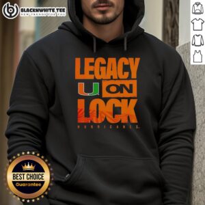 Alternative view of Original Miami Hurricanes NCAA 2026 Legacy On Lock On Logo T-Shirt