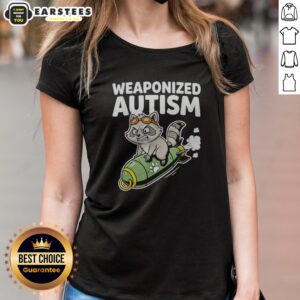 Alternative view of Pretty Weaponized Autism Raccoon Riding Rocket Bomb Funny Parody Humor Casual Cotton Shirt