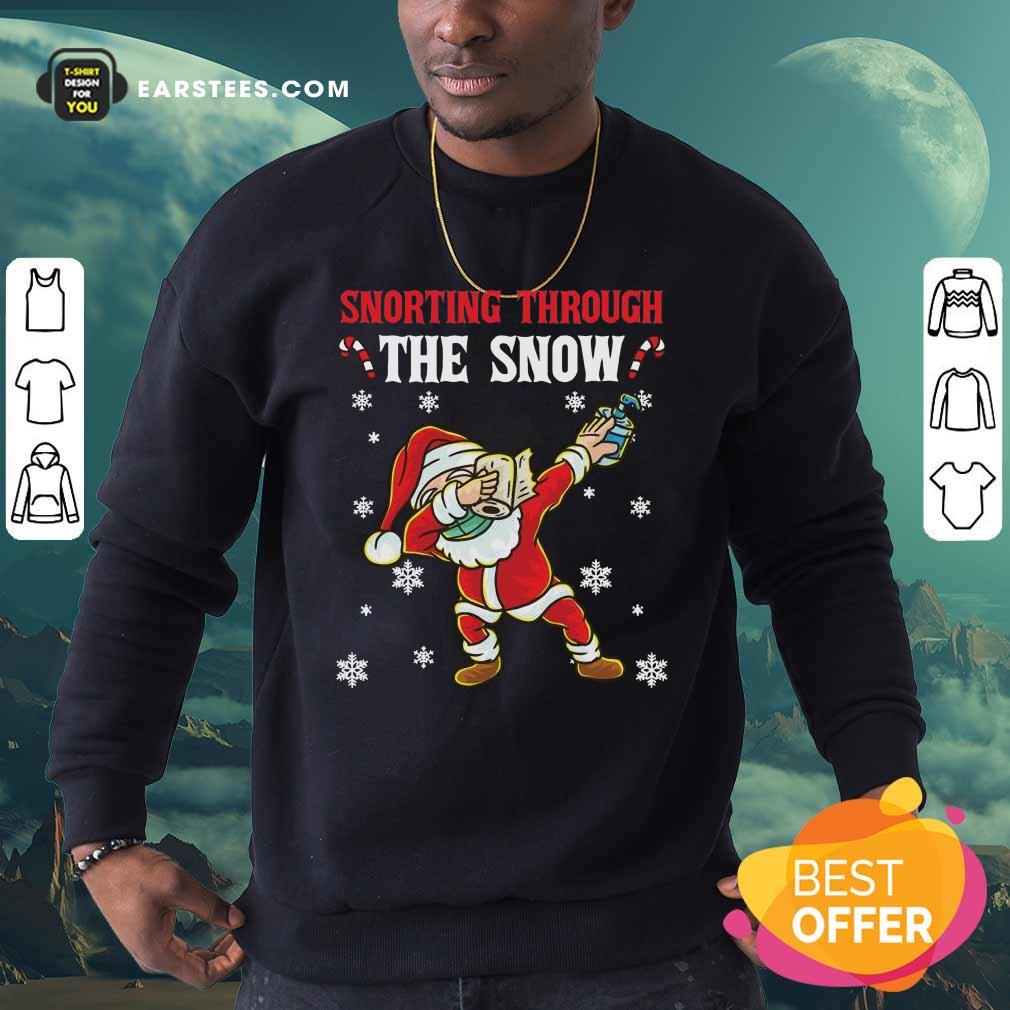 Pretty Snorting Through The Snow Dabbing Santa Claus Face Mask Toilet Paper Hand Sanitizer Christmas Shirt - Image 5