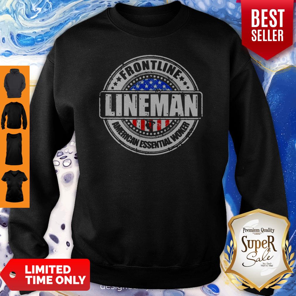 Awesome Frontline Lineman American Essential Worker Shirt - Image 3