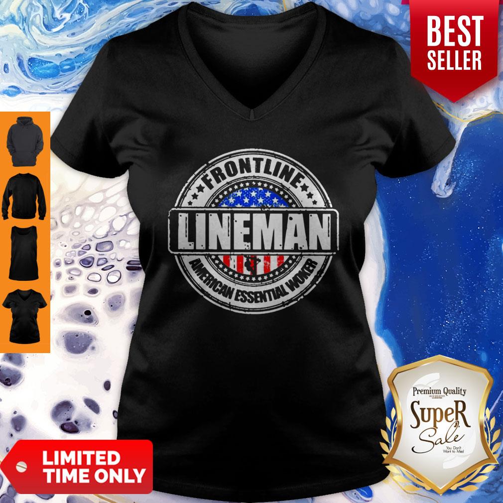 Awesome Frontline Lineman American Essential Worker Shirt - Image 5