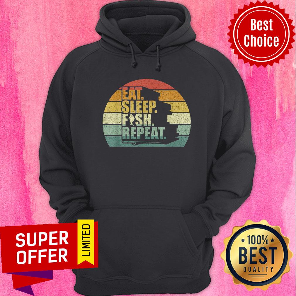 Vintage Retro Eat Sleep Fish Repeat Shirt - Image 5