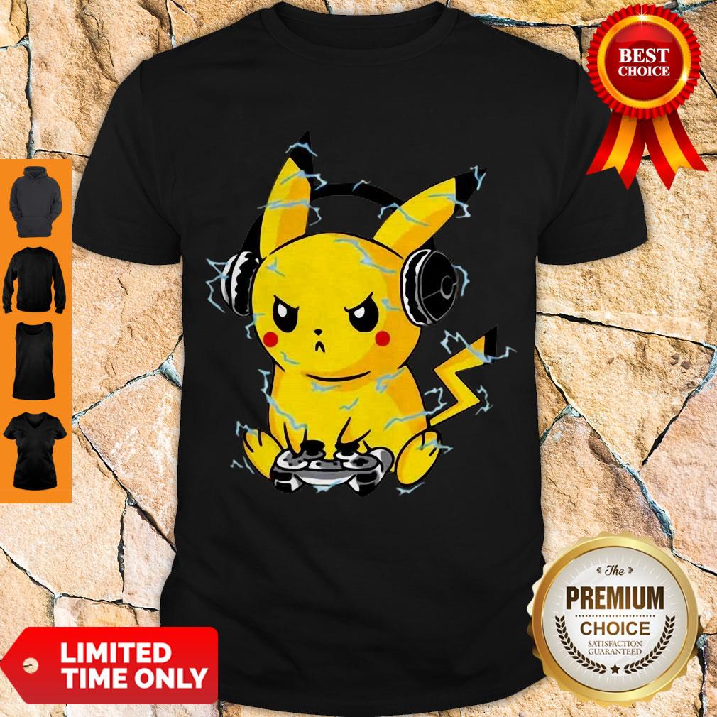 Cute Pikachu Playing Game Pew Pew Pika Pika Shirt