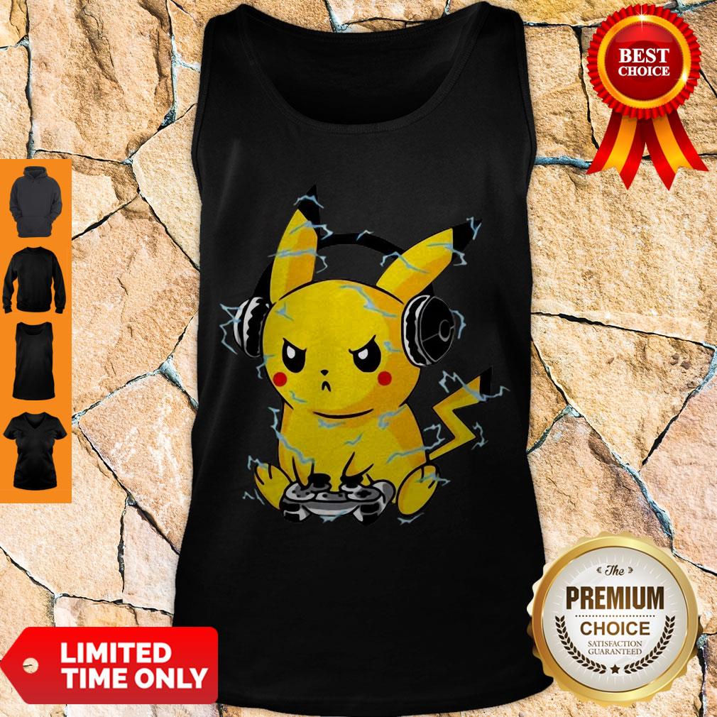 Cute Pikachu Playing Game Pew Pew Pika Pika Shirt - Image 4