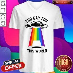 Alternative view of Rainbow Spaceship Too Gay For This World Shirt